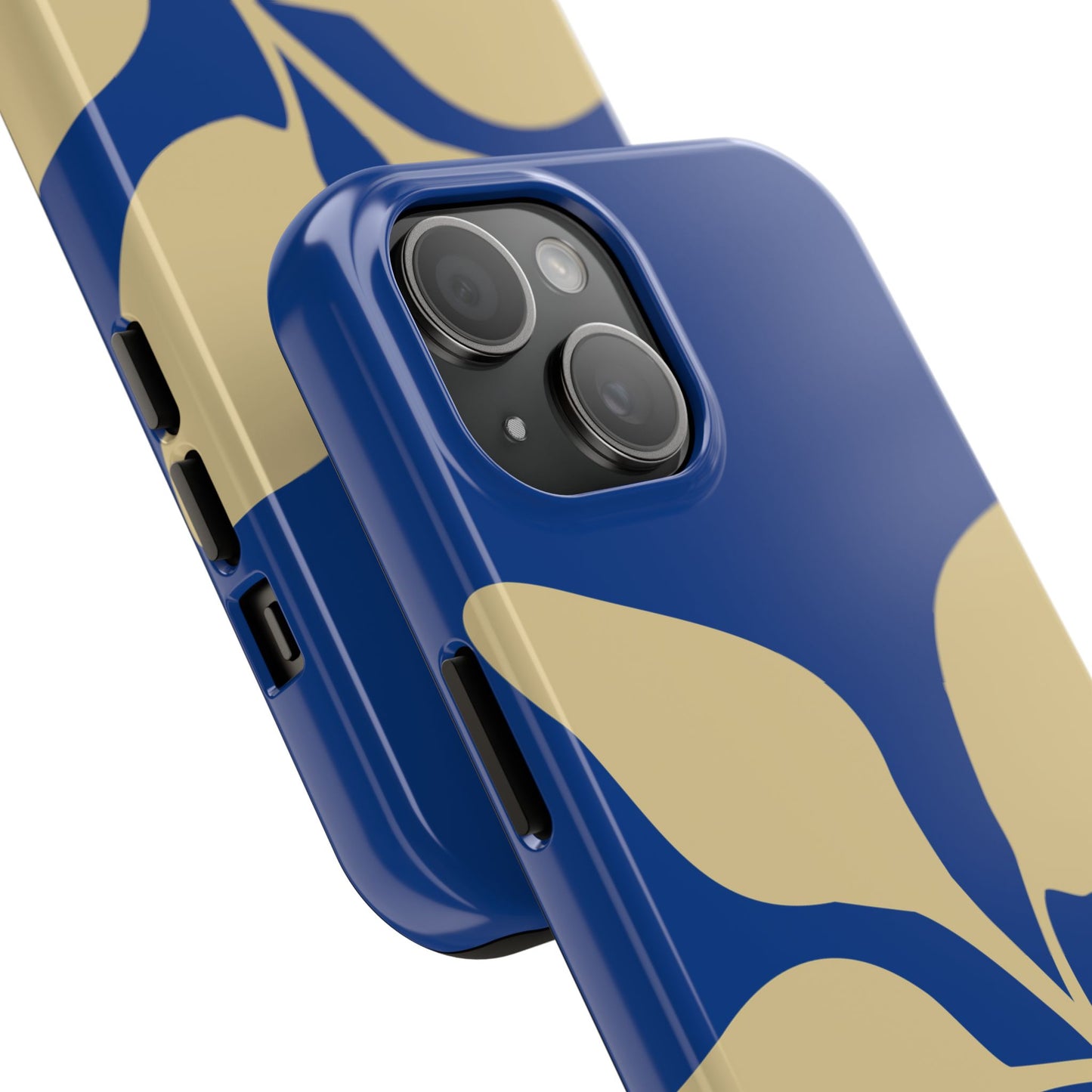 Stylish Tough Phone Cases for Protection and Flair, Floral Design, Gift for Her, Phone Accessories, Blue and Gold Case