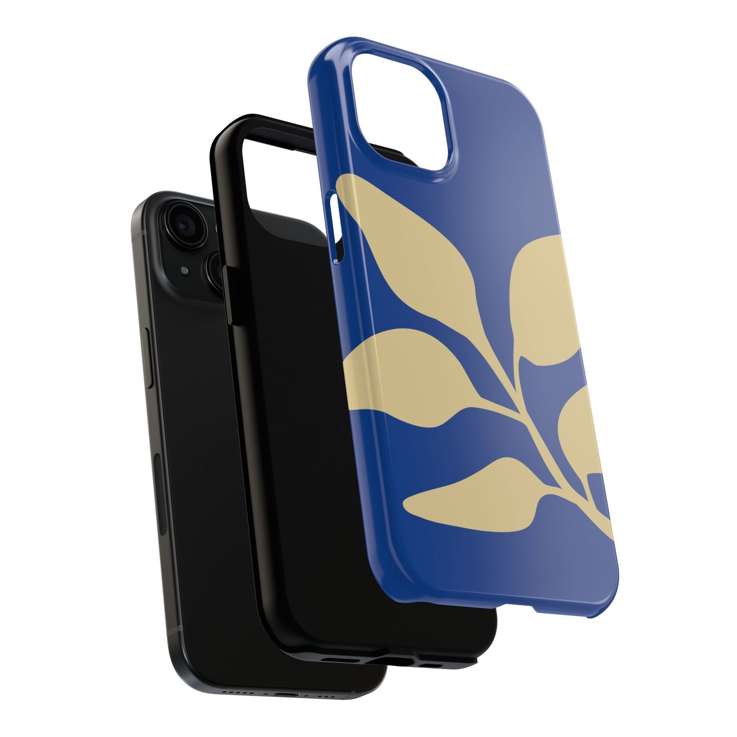 Stylish Tough Phone Cases for Protection and Flair, Floral Design, Gift for Her, Phone Accessories, Blue and Gold Case