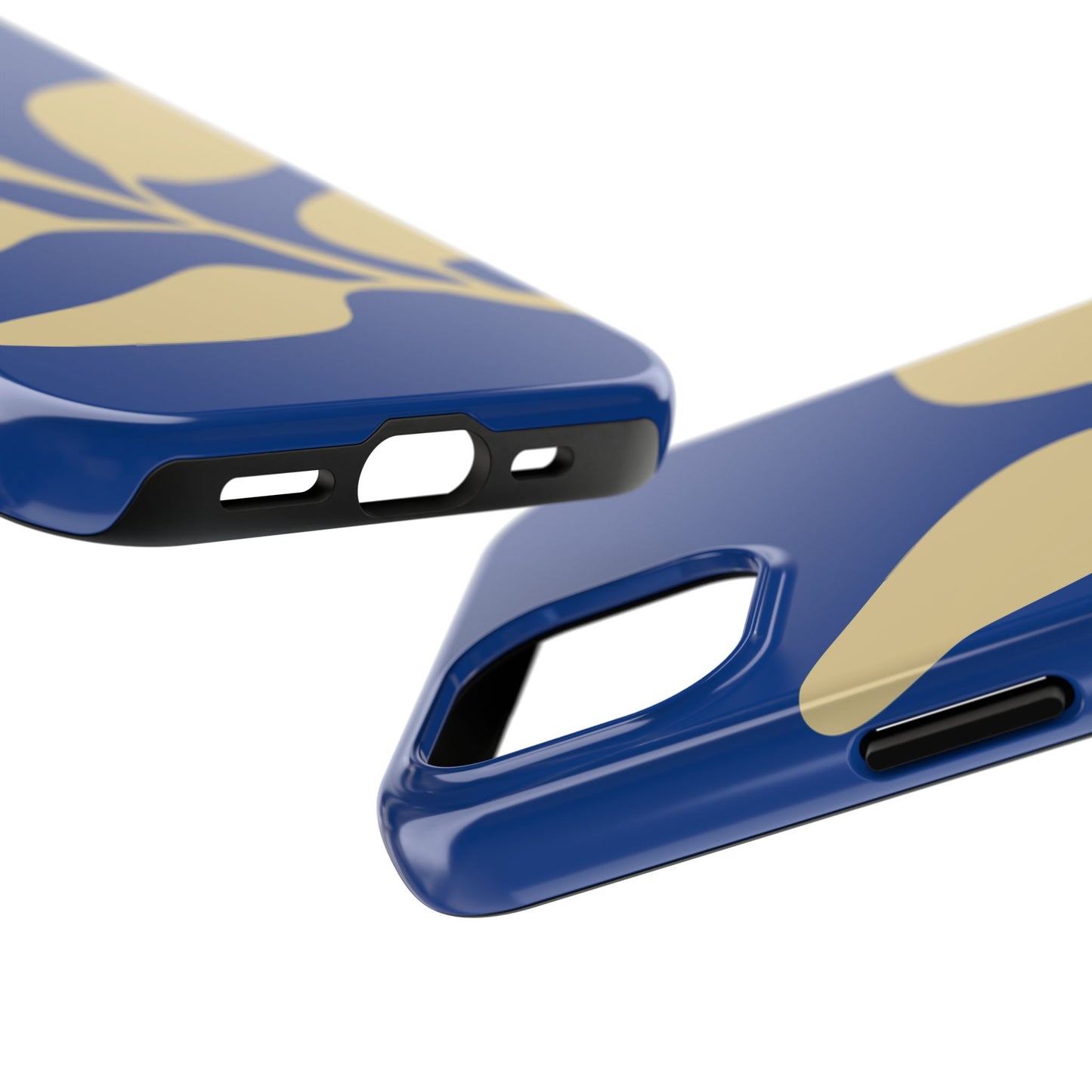Stylish Tough Phone Cases for Protection and Flair, Floral Design, Gift for Her, Phone Accessories, Blue and Gold Case